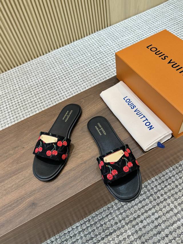 Lv Murakami Takashi Cherry Series 35-43 Rubber Sole Leather Sole Plus 40