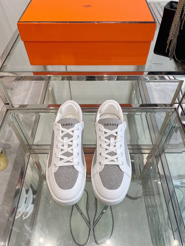 female male 420 Hermes couple style H-lace thick-soled sneakers top quality exqu