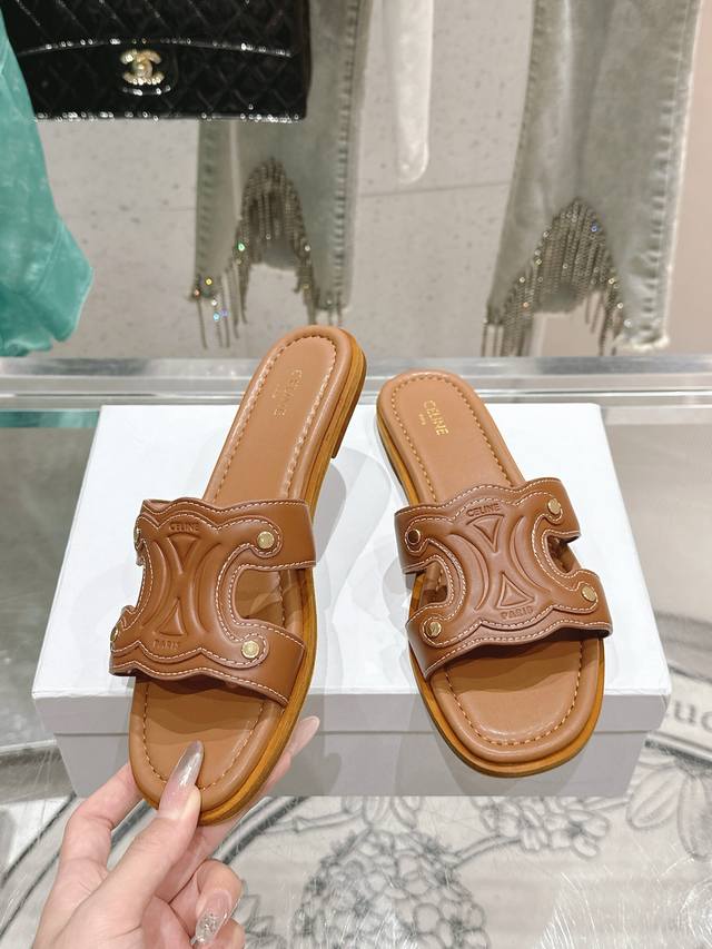 Celine new product Arc de Triomphe lazy slippers top quality running volume Look