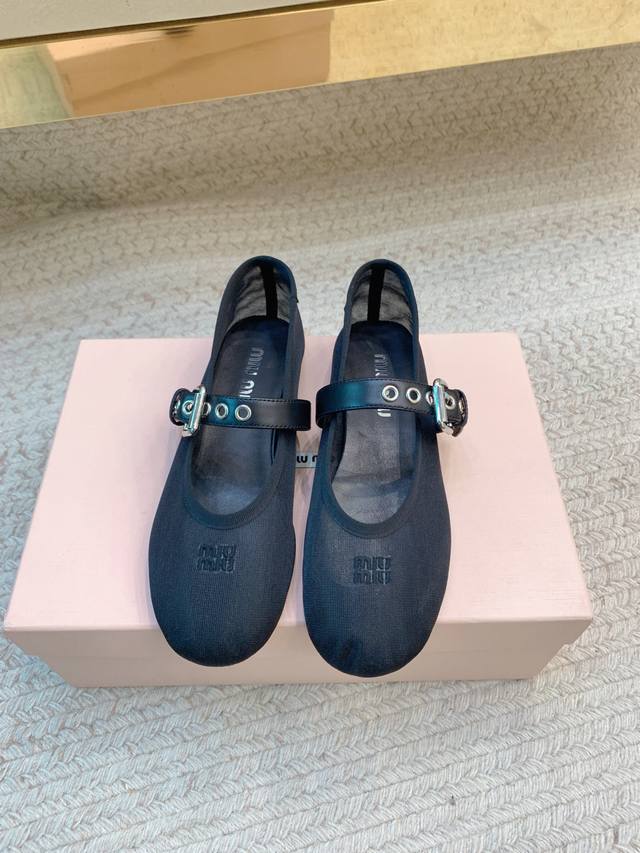Miu Mi*Ss25 Spring and Summer new mesh ballet shoes Original last, top quality M