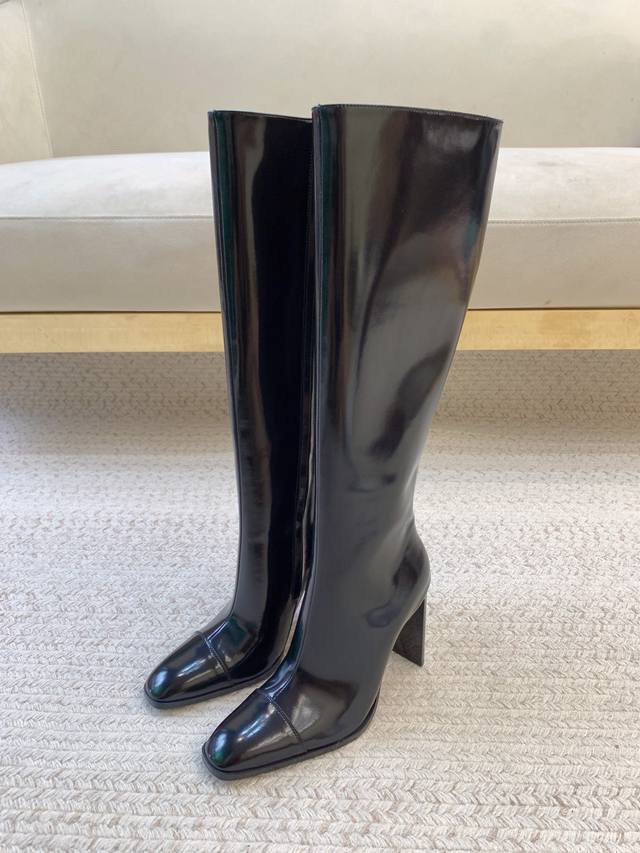 Sain* Lauren*Ss25 new style stiletto heel small round toe patent leather boots O