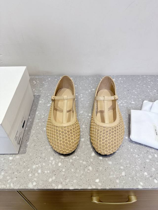 The Row niche fashion brand 25Ss new spring and summer woven hollow Mary Jane fl