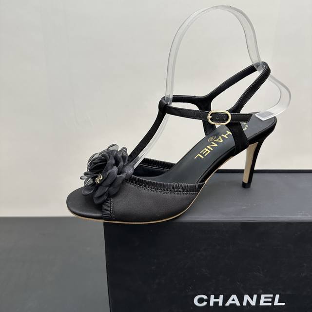 2025 Summer New Chanel C Chanel Lace Flower Camellia High Heel Sandals Chanel's