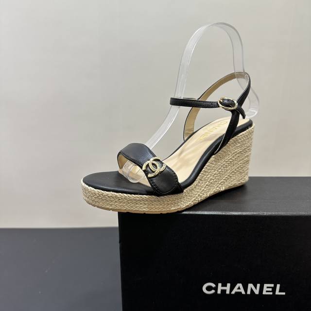 Chanel's latest 2025 hemp rope wedge platform sandals! Chanel wedge sandals, sho