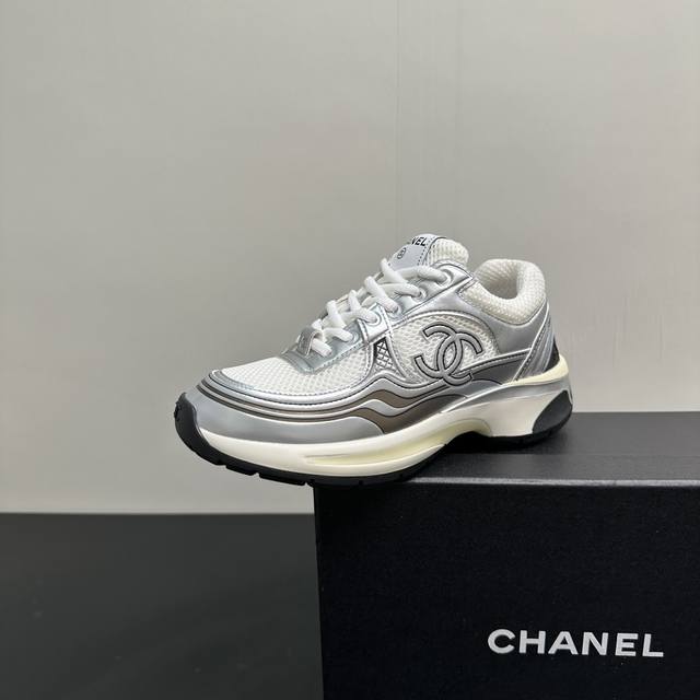 Chanel Chanel Xiaoxiang 2025 Spring Vacation Casual Sports Shoes Silver Horn Kin