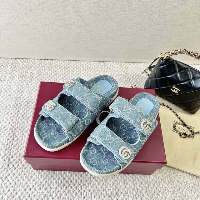 Gucci 25th year new G double G Velcro thick-soled sandals and slippers Regular s