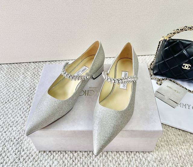 Purchasing version Jimmy Choo Jimmy Choo Jc new crystal diamond buckle pointed t