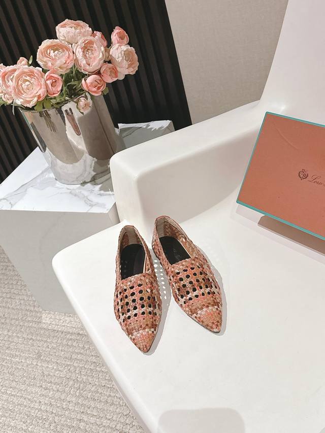 Loro Piana LS new spring and summer cowhide hand-woven hollow loafers, old money
