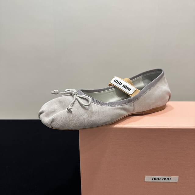 Leather Miu Miu Fairy Ballet Flats Bow Elastic Band Ballet Flats appeared on the