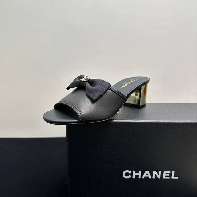 Chanel Chanel style bow mules mid-heel slippers, the perfect fusion of fashion a