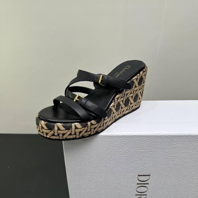 Dior 2025Ss Spring/Summer new fairy style wedge-heeled thick-soled slippers 1:1