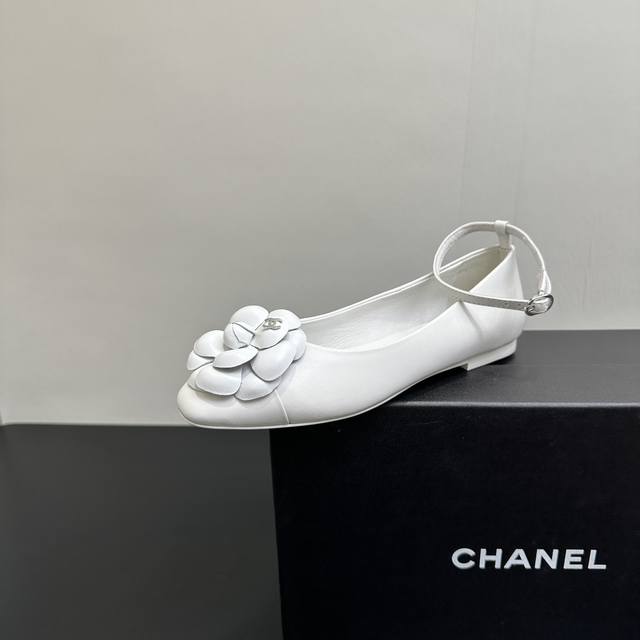 Entertainment Chanel 2025 new Chanel small round-toed camellia back strap flat s
