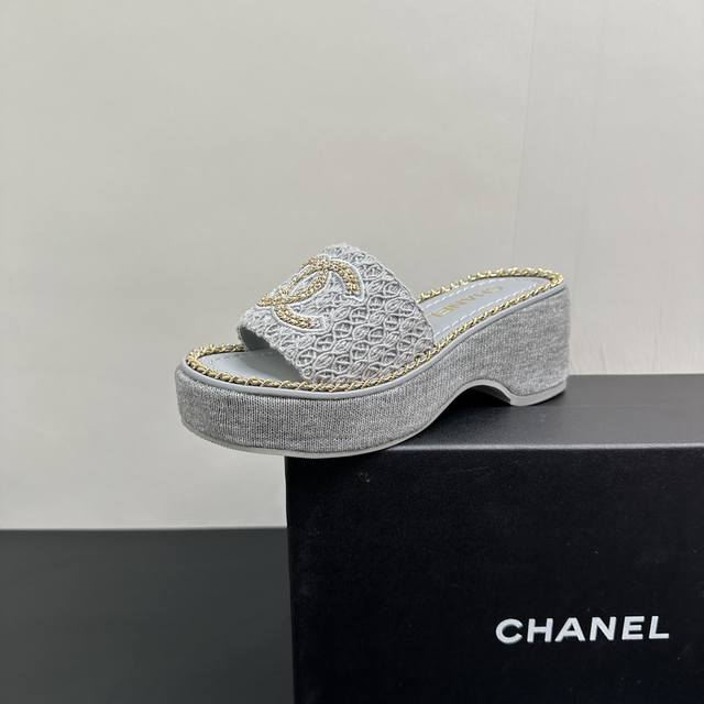 25Fw Spring and Summer New Chanel Chain Ring Edge Double C Letter Thick-soled We