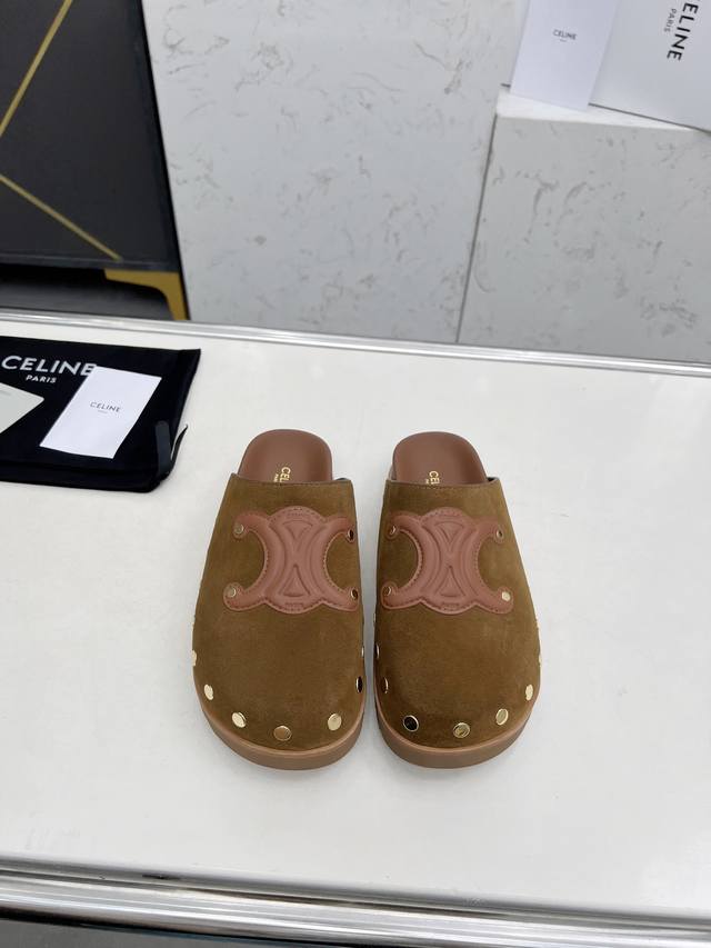 Celine25Ss rivet Birkenstock slippers