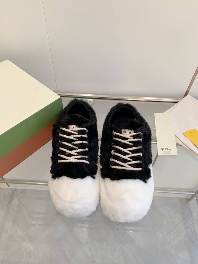 Marni high version of the cute teddy fur shoes ~ Marni lazy planet Jimei must-ha