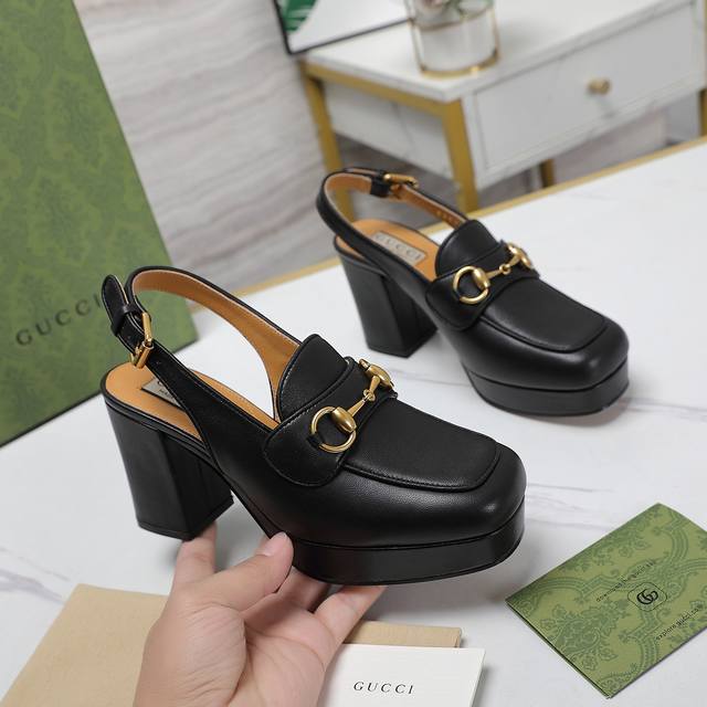 Exclusive new model ~ High version Gucci Spring new women's horsebit mid-heeled
