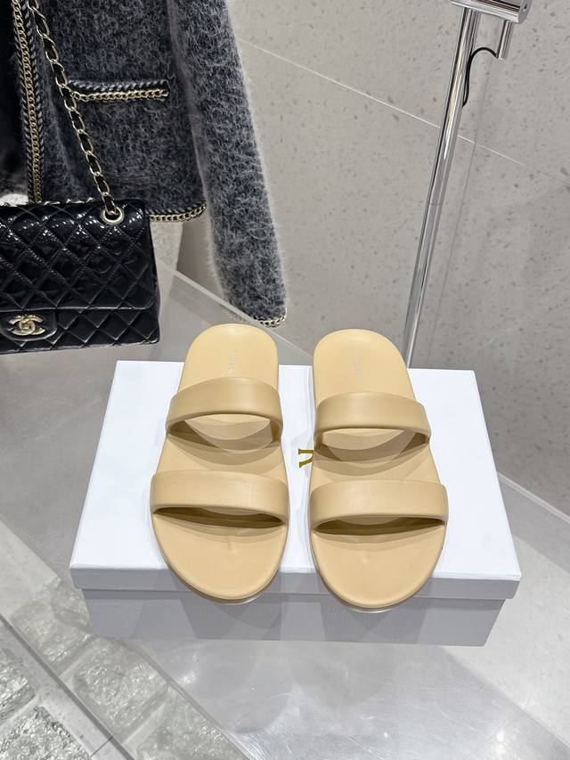 Top quality The Row 25Ss new one-piece two-strap slippers Double-strap slippers