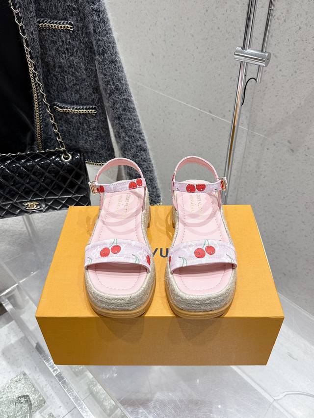 Straw sole factory 25Ss Spring and Summer new Louis Vuiteeon Lv Maya Flatform sa