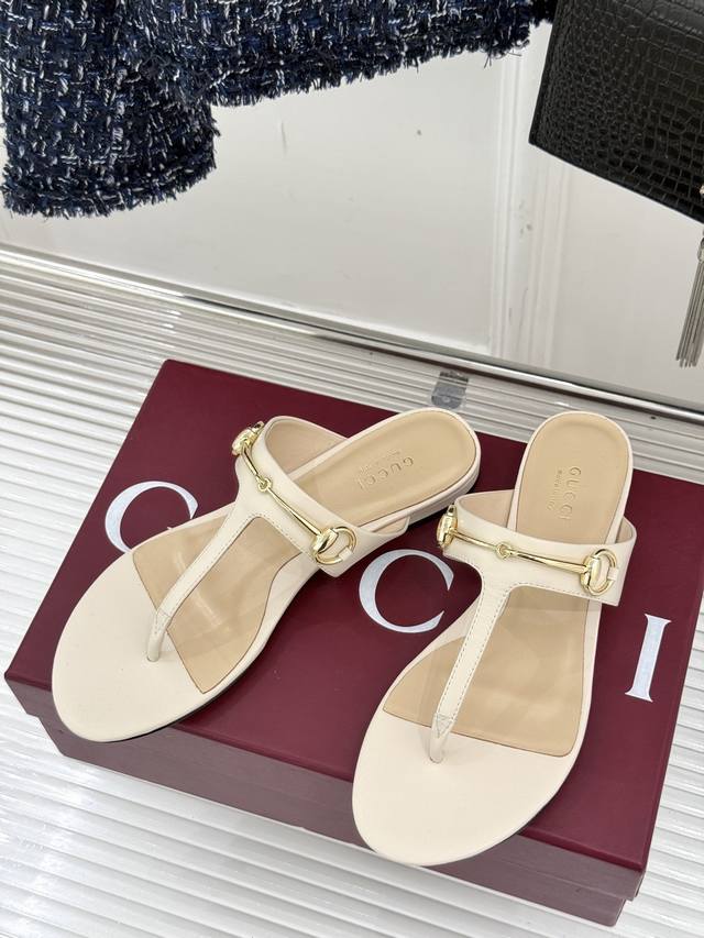 Orange factory price P Gucci classic old flower horsebit buckle Flip flops The m