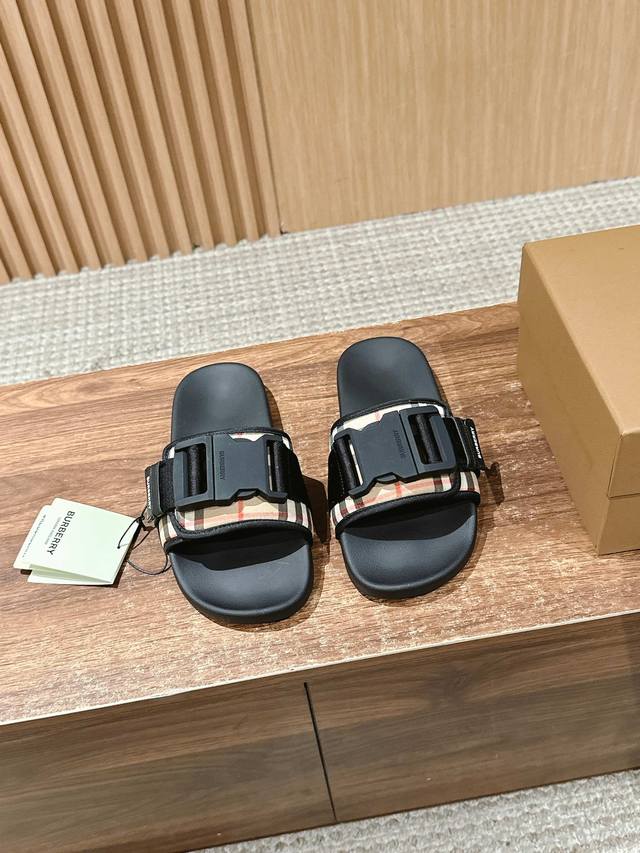 Made in Dongguan# Burberry's new couple sandals Classic series Vintage comfort i