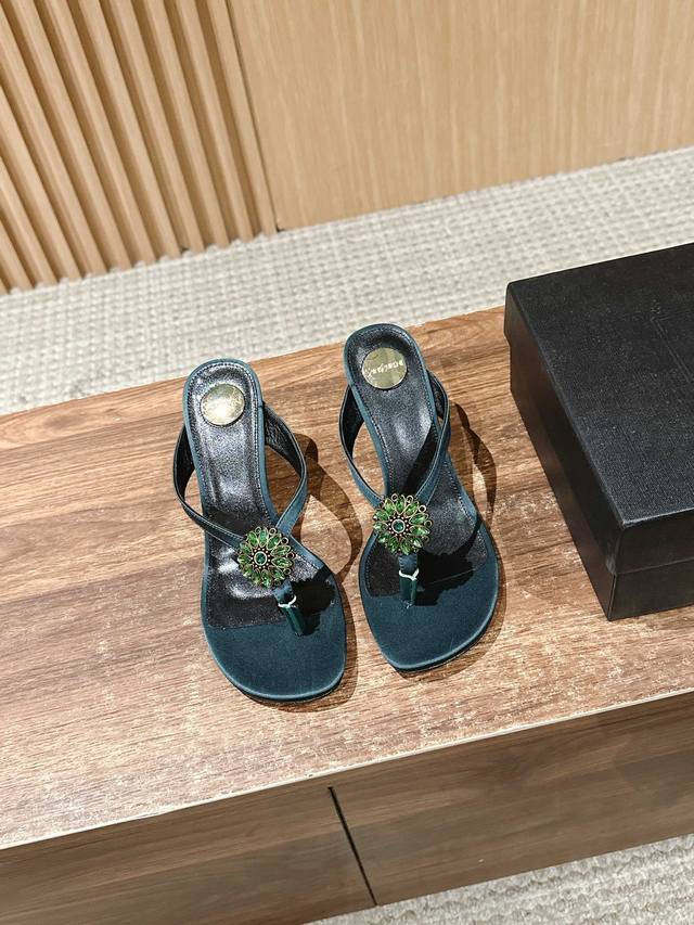 Yves Saint Laurent's new summer rhinestone thong high-heeled sandals are breatht