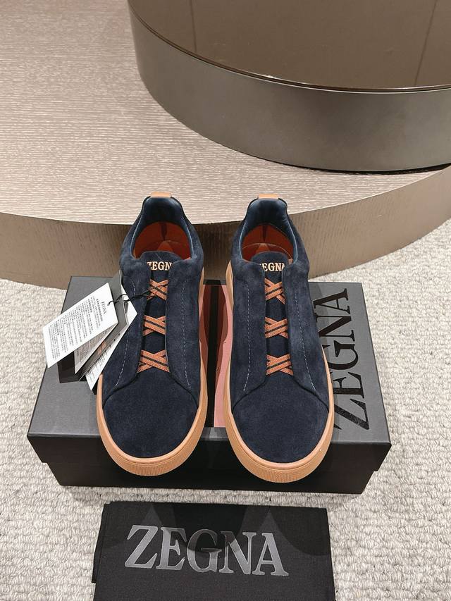 Factory. Zegna 25Ss new hit casual sports shoes Triple Stitch is an exquisite ca