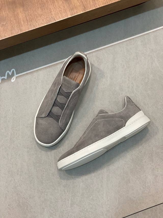 Factory P. Wu Lei's celebrity style Zegna 24Ss new Triplestit men's slip-on luxu