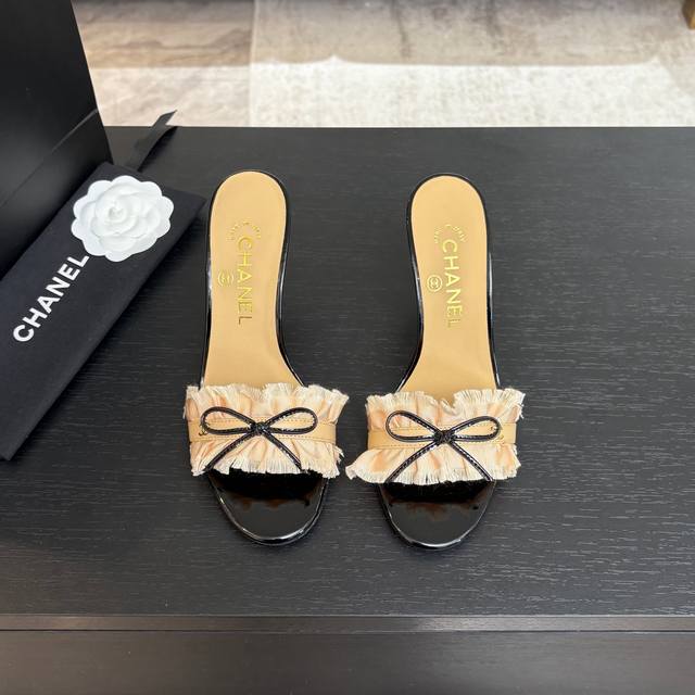 25Ss Spring and Summer new Chane* Chanel lace world stiletto slippers The cute c