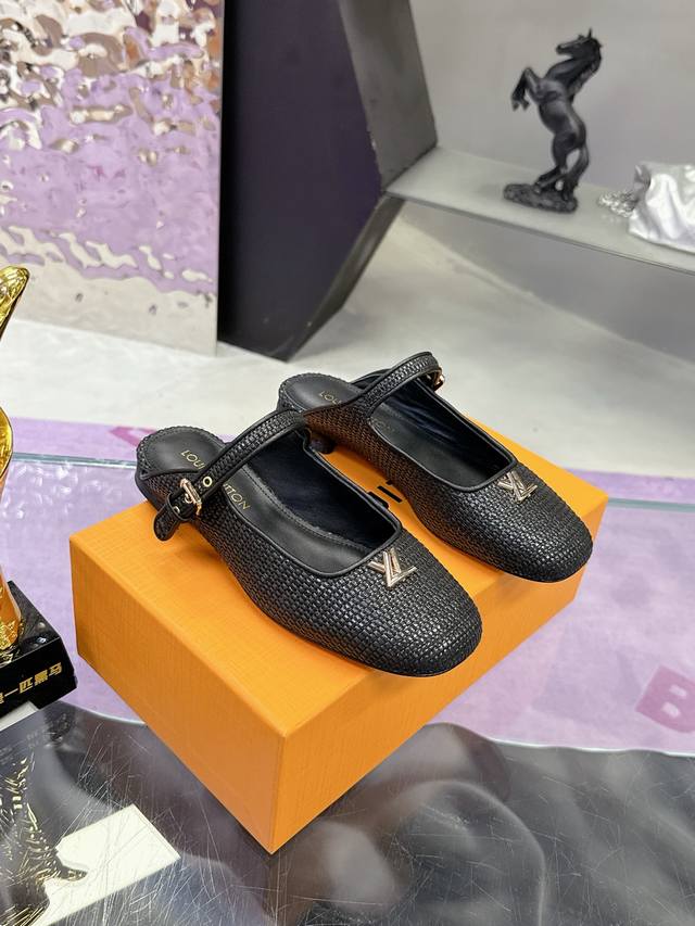 Factory P Price P: 25Ss New Summer Louis Vuitton Lv Raffia Woven Toe Mules Flat