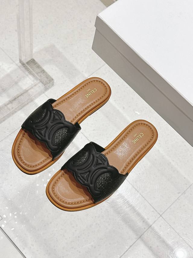 Celine classic Arc de Triomphe flat slippers Comfortable and popular holiday-sty
