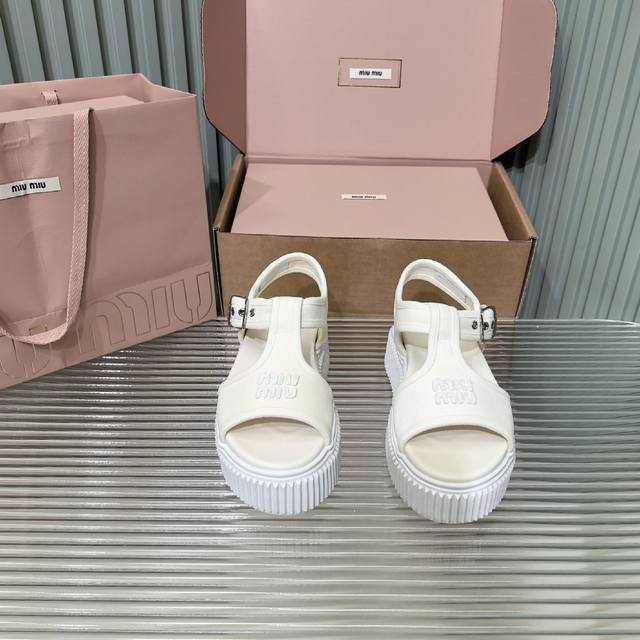 with full package Miumiu spring and summer catwalk biscuit shoes, thick-soled sh