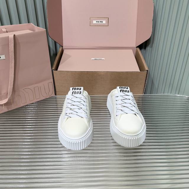 with full package Miumiu spring and summer catwalk biscuit shoes, thick-soled sh