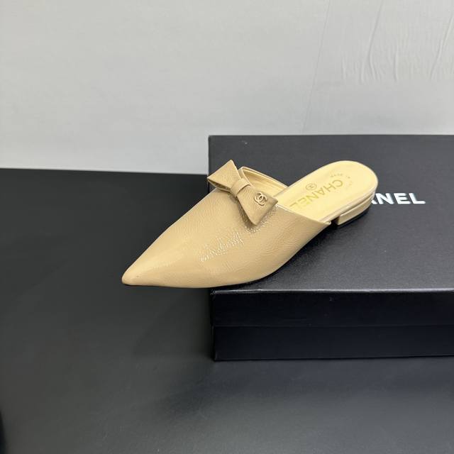 Chanel Chanel style lazy pointed toe bow half slippers Fashionable and fast, col