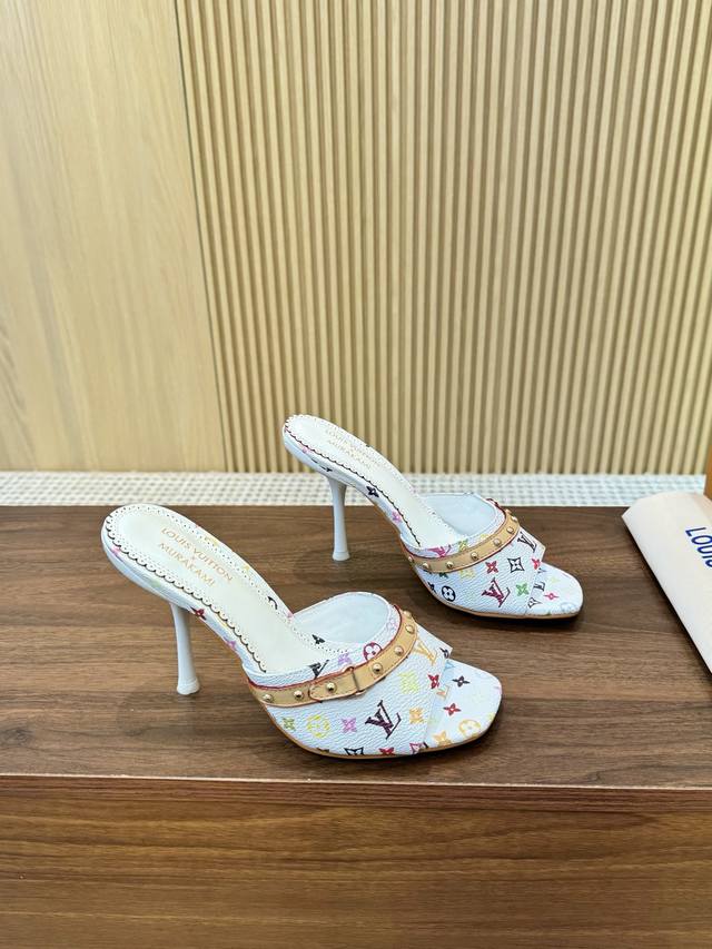 Lv Murakami Takashi tri-color series high heel 9.5 cm, low heel 5.5 cm, size 35-