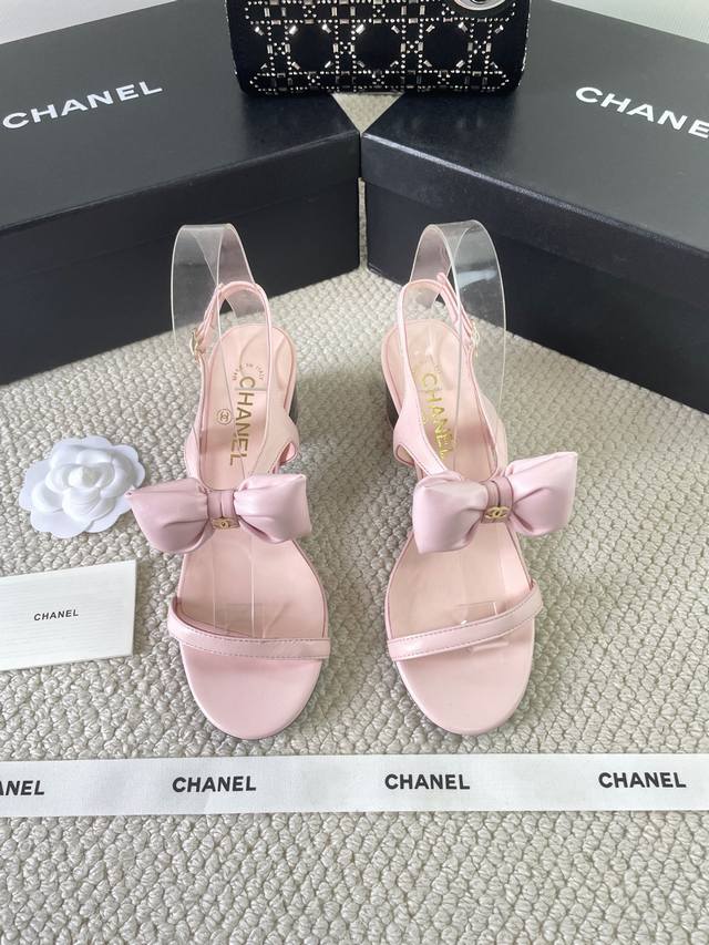 Chanel Spring and Summer Bow Sandals, hand-wrapped sheepskin three-dimensional b