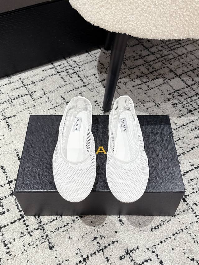 Alaia 25 Spring and Summer new style celebrity style clip-toe fishnet shoes ball