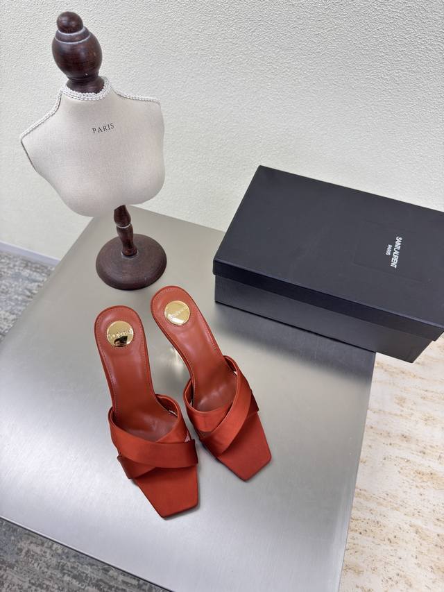 Ysl high-heeled cross-strap slippers, a classic for export Yvette Saint Laurent
