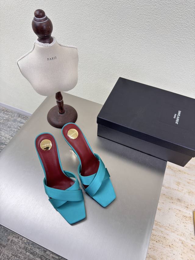 Ysl high-heeled cross-strap slippers, a classic for export Yvette Saint Laurent