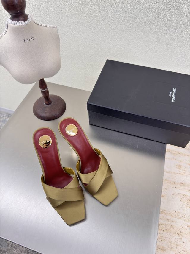 Ysl high-heeled cross-strap slippers, a classic for export Yvette Saint Laurent