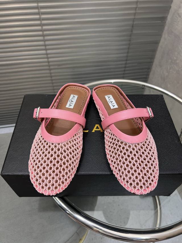 Factory Alaia catwalk style flat ballet shoes flat hollow Roman style half slipp