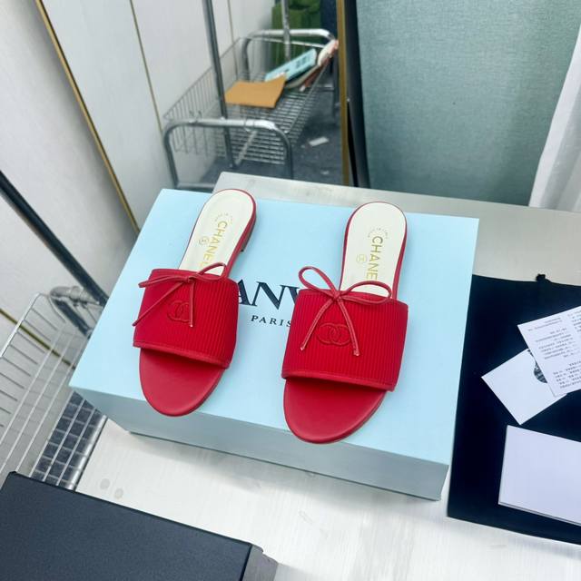 Factory Price Pp Chanel 24Ss Bow Slippers The embellishment of the bow makes the