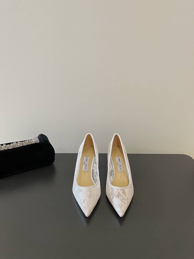 Highest version Jimmy Choo's highest quality latest lace crystal shoes Synchrono