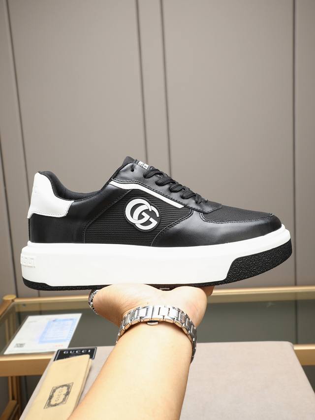 P New men's shoes Gucci fashion trend using first layer calfskin washed sheepski