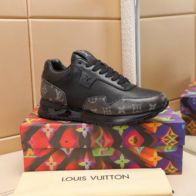 This Run Away sneaker uses Monogram grained cowhide leather to interpret the Mon