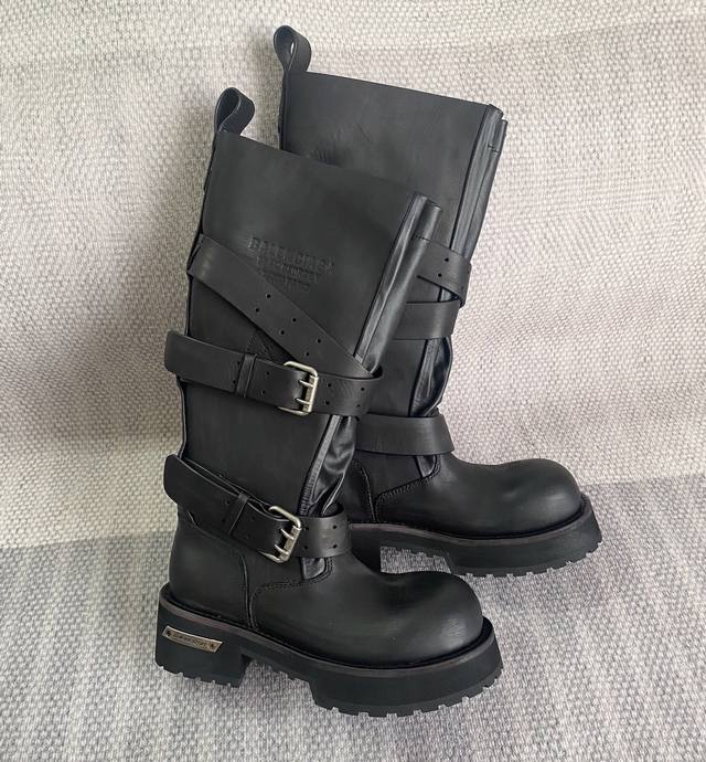 Factory Balenciag* * 25 Autumn and winter distressed leather thick-soled long bo