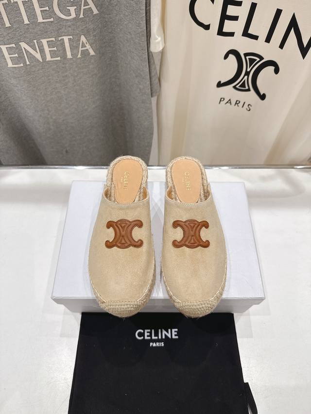 High version factory Celine*Celine 2025Ss new hemp rope fisherman shoes Birkenst