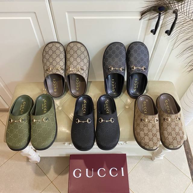 factory price P, Gucci new round head mule slippers, classic double G original r