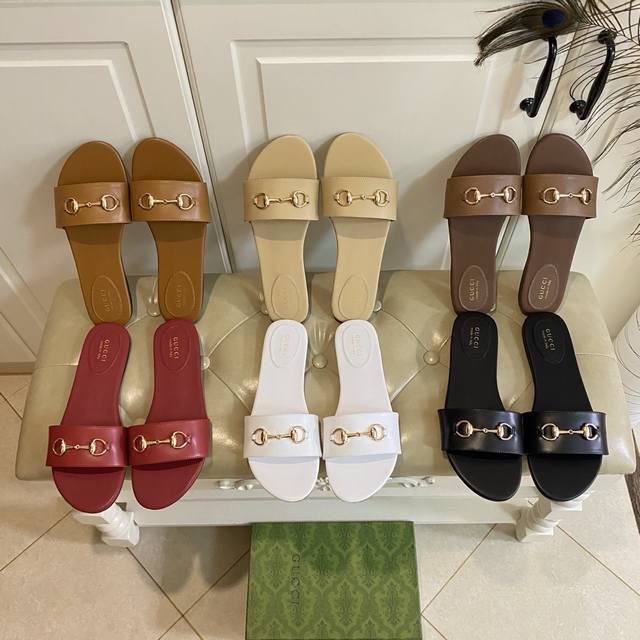 Factory price PP rubber sole, leather sole, Gucci new slippers, jacquard double