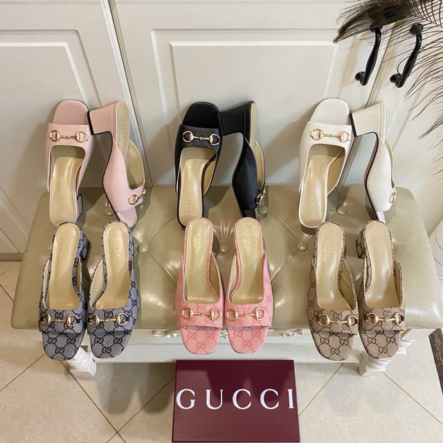 factory price P, Gucci high-heeled slippers, high version 6 colors, cowhide and