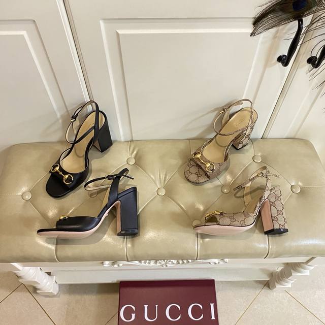 Factory price P, Gucci high-heeled sandals, cowhide and sheepskin jacquard fabri